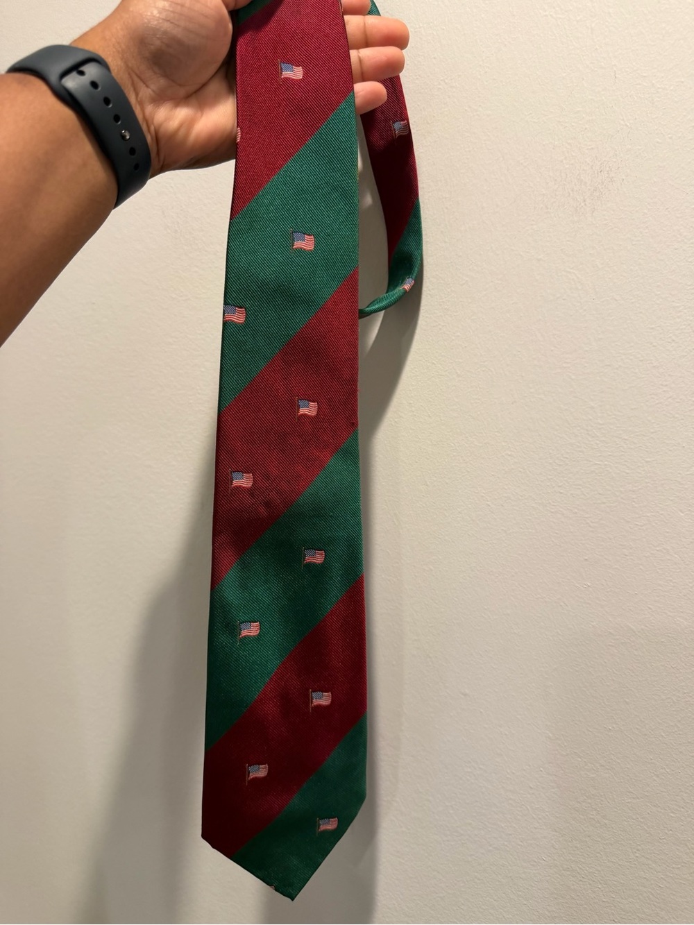 100% silk Made in the USA Polo Ralph Lauren tie with American Flag Motifs
